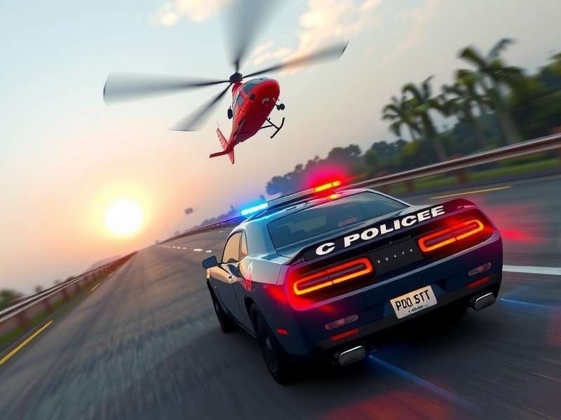 Hot Pursuit Blazer police mode showing helicopter support