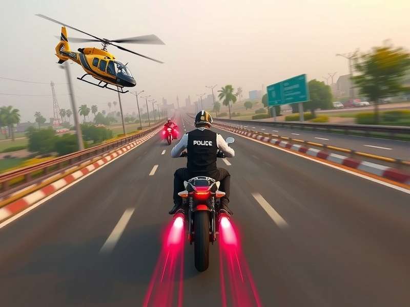 Hot Pursuit Blazer gameplay screenshot showing police chase on Indian highway